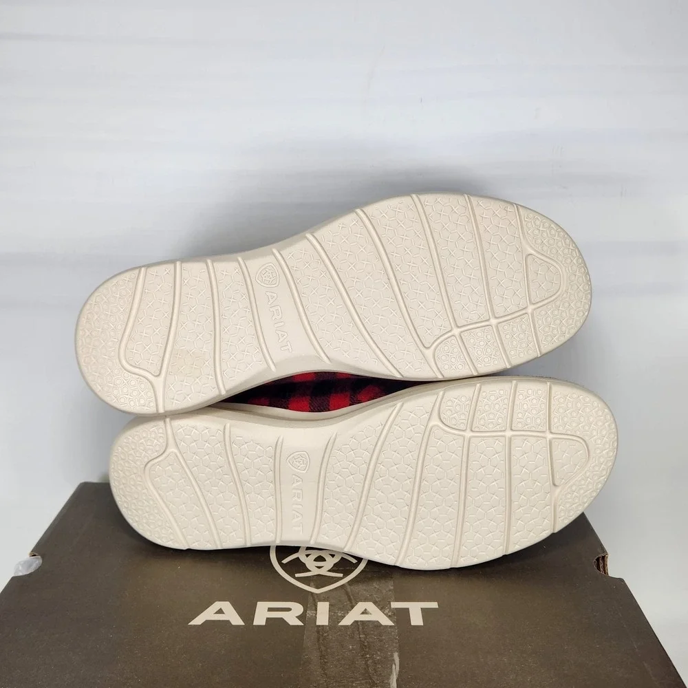 Ariat Hilo Shoes Mens Size 11 Red Buffalo Check Flannel Slip On Moc Toe Sneaker